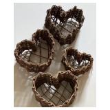 4 Heart Shaped Wooden Wall Decorations