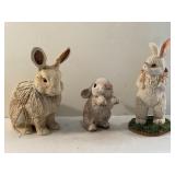 3 Rabbit Figurines