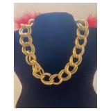 Large Gold Toned Chain Link Necklace
