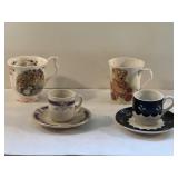 A Variety 2 Teacups/ 2 Demitasse & Saucers