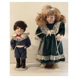 2 Porcelain Dolls w/stands