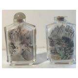2 Miniature Inside Painted Snuff Bottles