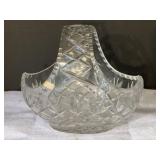 Lead Crystal Etched Basket Shaped Bowl