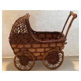 Decor Miniature Baby Carriage, Wooden