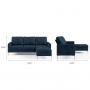 Sectional Sofa with Chrome Legs, Blue,Ê