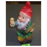 VTG ELA RUBBER DWARRF / GNOME W/ PICK AXE & GOLD>>
