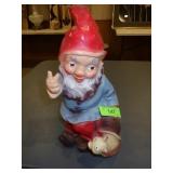 VINTAGE ELA RUBBER DWARF / GNOME W/ SNAIL 14"