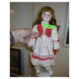 PORCELAIN DOLL W/ STAND (CHIPPED FINGER)