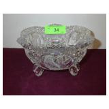 CRYSTAL BOWL W/ BIRDS (SMALL CHIP - SEE PICS)
