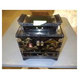 VTG ORIENTAL JEWELRY BOX W/ B.O. ASIAN LIGHT BULB>