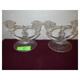 VINTAGE INDIANA GLASS DOUBLE CANDLESTICK HOLDERS
