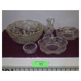 CRYSTAL BOWL, CUT GLASS CRUET, CANDY DISHES >>>