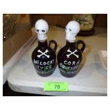 VINTAGE SONSCO BROWN STONEWARE JUGS W/ SKULLS