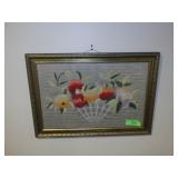 VINTAGE FRAME NEEDLWORK 20 1/2 x 14 1/2