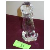 GLASS DOG PAPERWEIGHT 6" TALL(CHIP ON BOTTOM)