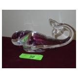 GLASS WHALE PAPERWEIGHT 8" LONG