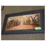 FRAMED FALL SIDEWALK SCENE  22 x 12