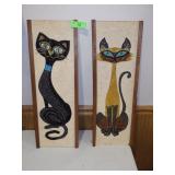 VINTAGE CATS GRAVEL ART  8 1/2 x 24