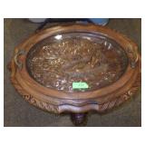 VTG ORNATELY  CARVED TABLE W/ REMOVABLE TRAY &>