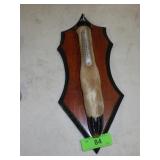 VTG DEER HOOF THERMOMETER (CRACKED) WOODEN PLAQUE>