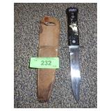 VINTAGE HUNTINGKNIFE W/ LEATHER SHEATH