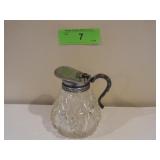 VINTAGE CUT GLASS & SILVERPLATE SYRUP PITCHER