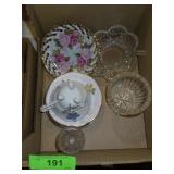 CRYSTAL TOOTHPICK HOLDER & VASE?, CUP, SAUCERS>>>