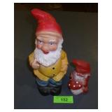 2 VINTAGE RUBBER DWARF / GNOMES 5 1/2" & 10 3/4"