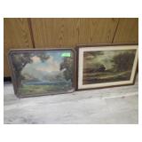 VTG R. ATKINSON PRINT, DOUBLE RAINBOW FARM PRINT