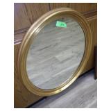 OVAL MIRROR IN WOODEN FRAME  23 x 27