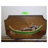 HAND PAINTED RACCOON ON BOARD SIGNED EVE 18 x 11