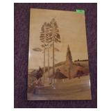 INLAID WOOD MARQUETRY WALL ART  16 1/2 x 26 1/2