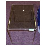 METAL TABLE W/ GLASS TOP (MARRIAGE?) 15 x 21 x 18