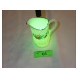 VTG URANIUM CUSTARD GLASS H.P. CREAMER / PITCHER