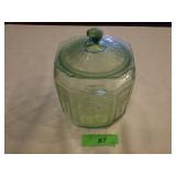 VTG URANIUM GLASS GREEN DEPRESSION BISCUIT JAR>>>