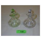 2 VINTAGE CRUETS ( 1 URANIUM GLASS )