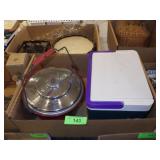 IGLOO COOLER & VTG ENAMELWARE POT
