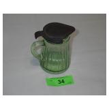 VINTAGE URANIUM GLASS SYRUP PITCHER