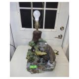 VINTAGE PLASTER BEAR LAMP (BEARS EAR IS BROKEN)