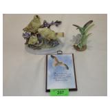 J BYRON PORCELAIN BIRD FIGURINE (CHIP ON FLOWER),>