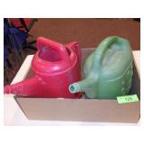 2 PLASTIC WATERING CANS (NO SPRINKLER HEADS)