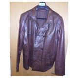 MENS LEROY DOUBLE BREASTED LINED LEATHER JACKET L