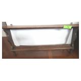 VINTAGE OAK SHELF W/ CUP HOOKS 29 x 6 x 13 1/2