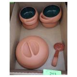 TERRA COTTA GREEN GLAZE SOUP BOWLS, THE POTTERY>>>