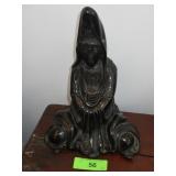ASIAN BRONZE SEATED GUANYIN SCULPTURE 12"