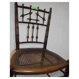 ANTIQUE VICTORIAN CHAIR (CANE SEAT HAS HOLE- SEE >
