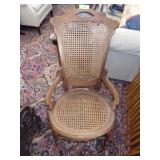 VINTAGE ROCKER W/ CANED SEAT & BACK