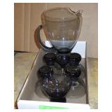 VTG MORGANTOWN SMOKE GLASS MARTINI SET (5 GLASSES)