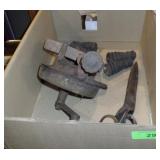 BENCH TOP SHARPENER, HUGE SCISSORS, WOOD FINIALS?