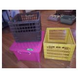 STORAGE CONTAINER & 2 CRATES